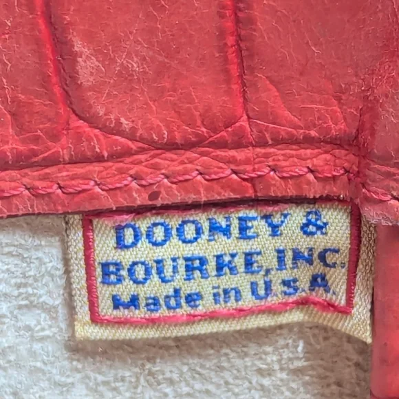 DOONEY & BOURKE Red Leather Vintage Embossed Croc Tote Shoulder Bag USA - Picture 10 of 15